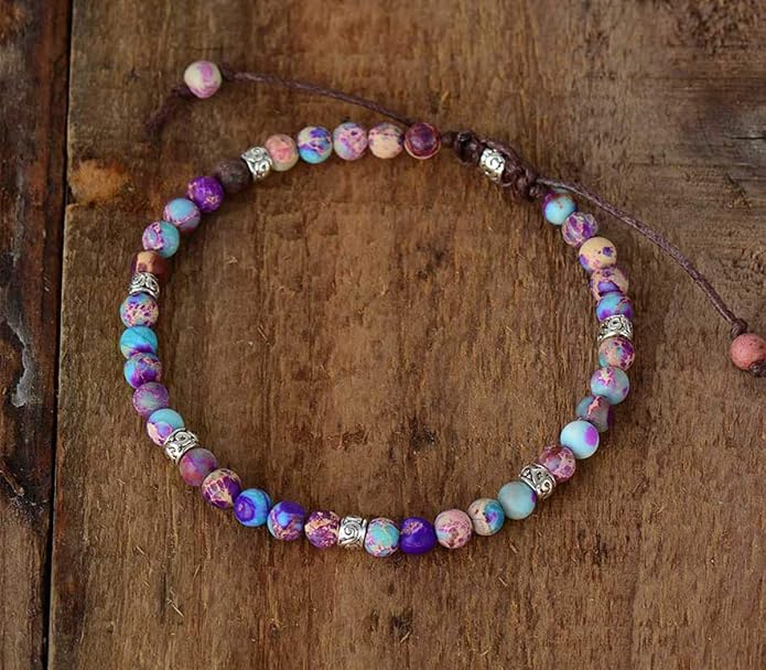 Boho Wrap Bracelet for Women, Handmade Natural Imperial Jasper Multi-Layer Stone Beaded Bracelet, Bohemian Healing Crystal Stone Jewelry Gifts