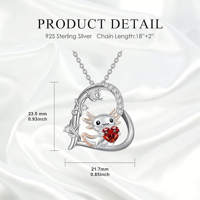 PELOVNY Teddy Bear Necklace for Women 925 Sterling Silver Bear/Highland Cow/Fox/Cat/Axolotl Birthstone Necklace Christmas Birthday Jewelry Gifts for Mom Daughter Wife Sister