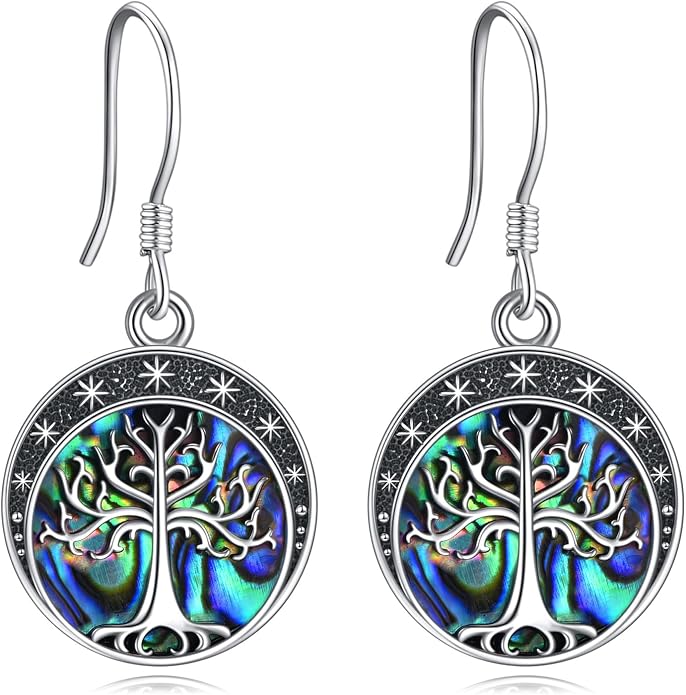 Abalone Shell Dangle Drop Earrings for Women 925 Sterling Silver Filigree Bohemian Earrings Jewelry Gift