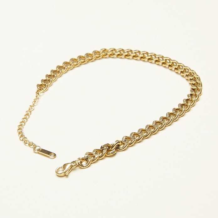 Shapes Studio 18K Gold Plated Titanium Round Curb Chain Anklet, Never Tarnish, Women Jewelry, Body Jewelry