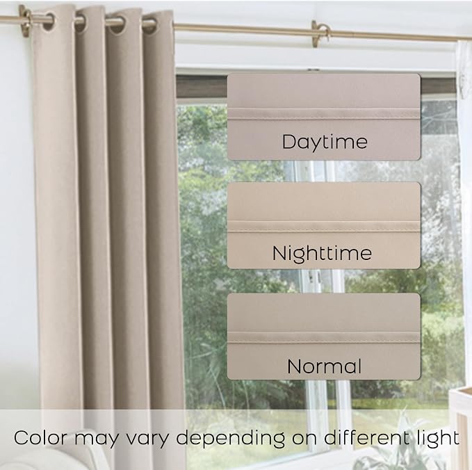 KOUFALL Oatmeal Neutral Blackout Curtains 84 Inches Long for Living Room, Thermal Insulated Modern Curtain for Bedroom, 2 Panels Set, Tan Beige