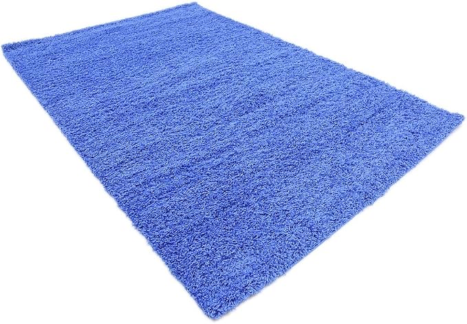 Unique Loom Solid Shag Collection Area Rug (6' 1" x 9' Rectangle, Periwinkle Blue)