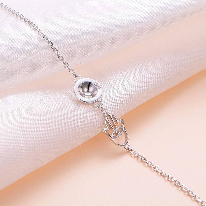 FLYOW S925 Sterling Silver Anklet for Women Summer Boho Beach Charm Adjustable Foot Ankle Bracelet Jewelry Birthday Gift