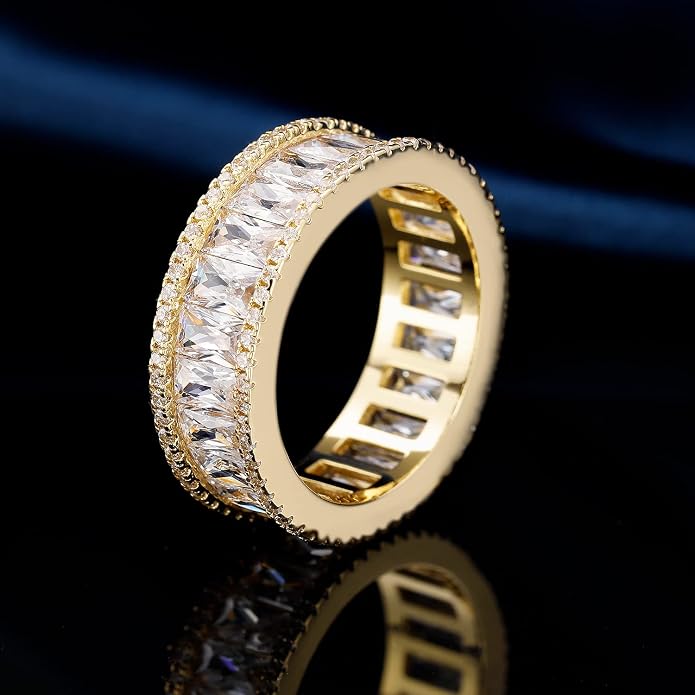 MDFUN 18K Gold Plated Eternity Rings for Women Cubic Zirconia Wedding Promise Engagement Band