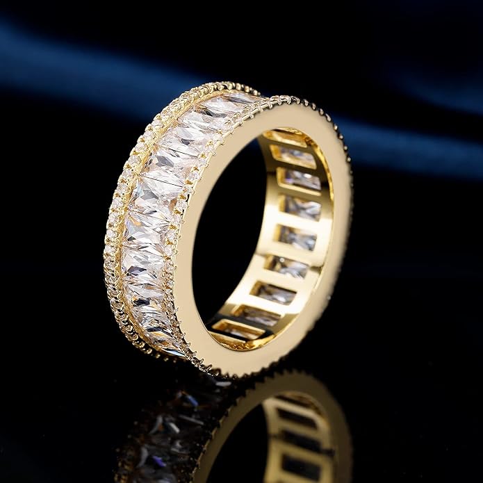 MDFUN 18K Gold Plated Eternity Rings for Women Cubic Zirconia Wedding Promise Engagement Band