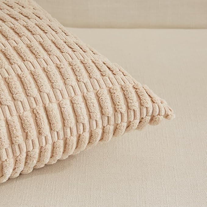Fancy Homi 4 Packs Decorative Throw Pillow Covers for Living Room Couch Bed, Modern Farmhouse Boho Home Décor Accent Cushion Case, 22" x 22", Neutral