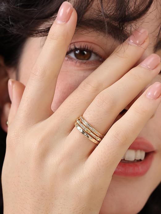 14K Gold Filled Rings for Women, Dainty Stacking Rings for Women, Thin Gold Band Ring Plain Statement Ring Comfort Fit Size 6-10