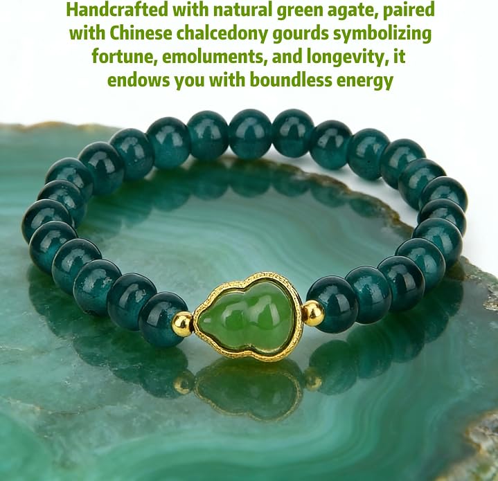 LINGYUAN Feng Shui Wealth and Luck Bracelet with Gold Foil Five Gods Amulet-Red Agate Cinnabar Gemstone Bracelet for Prosperity, Protection & Success, Lucky Charm Gift for Men & Women