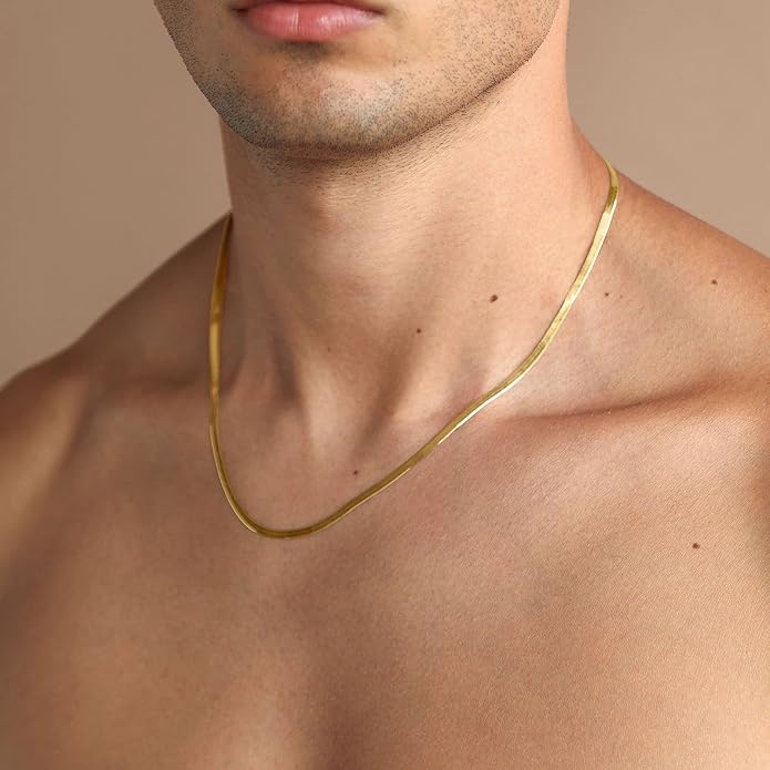 PAVOI 22K Gold Plated Chain Necklace For Women | Italian Solid 925 Sterling Silver Necklace for Men | Cuban Link, Rope, Snake & Rope Diamond-Cut Herringbone | Trendy Unisex Jewelry