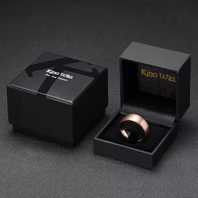 King Will Wedding Band for Men Women, 2/4/6/7/8mm Domed Matte Brushed Tungsten Carbide Rings, Solid/Dual Color Engagement Rings, Comfort Fit