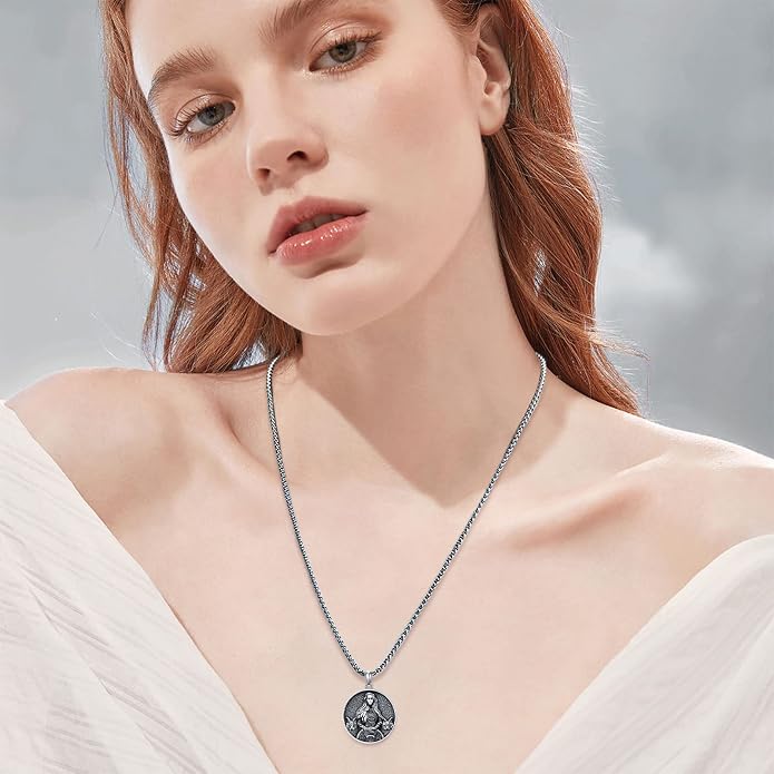 Seiyang Sterling Silver Viking Necklace Norse Jewelry Gift for Men Women with 2mm 22+2 IN Rolo Chain (with Gift Box)