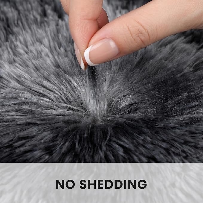 Sour Lemon 10x14 Area Rugs for Bedroom Living Room, Fluffy Shag Grey | Large Shaggy Carpet, Soft Plush Furry Bedside, Anti Slip, Washable Area Modern Rugs Floor Mat for Kids Girls Boys Living Room