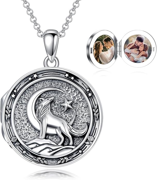 PELOVNY Locket Necklace That Holds Pictures 925 Sterling Silver Photo Locket Pendant Birthday Christmas Memorial Jewelry Gifts for Women Men