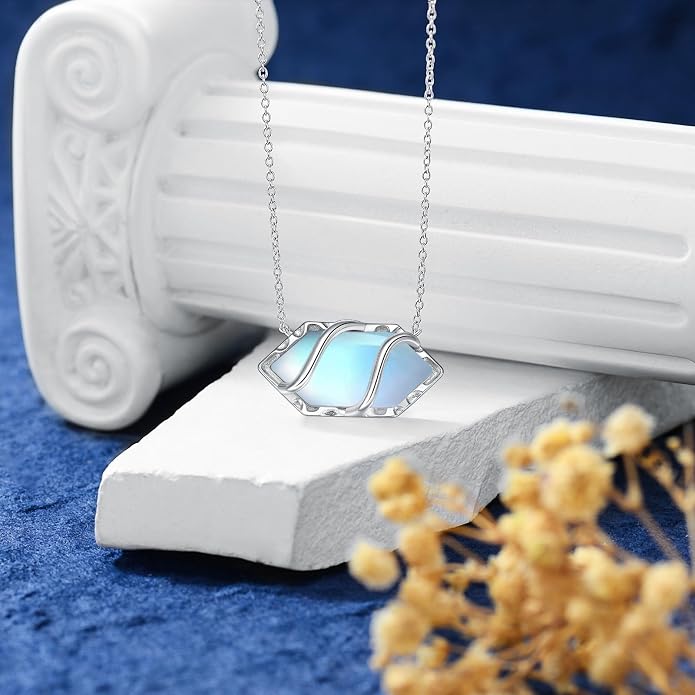HPQQ Teardrop Necklace 925 Sterling Silver Filigree Gemstone Pendant Necklace Fine Jewelry Birthday Mother's Day Gifts for Women Her Mom