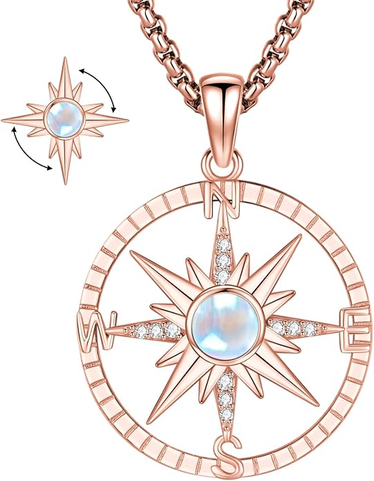 Compass Necklace for Women Men 925 Sterling Silver Pendant Urn Necklaces for Ashes Picture Locket Necklace Anchor Necklace Viking Necklace Crystals CZ Moonstone Abalone Shell Turquoise Compass Jewelry