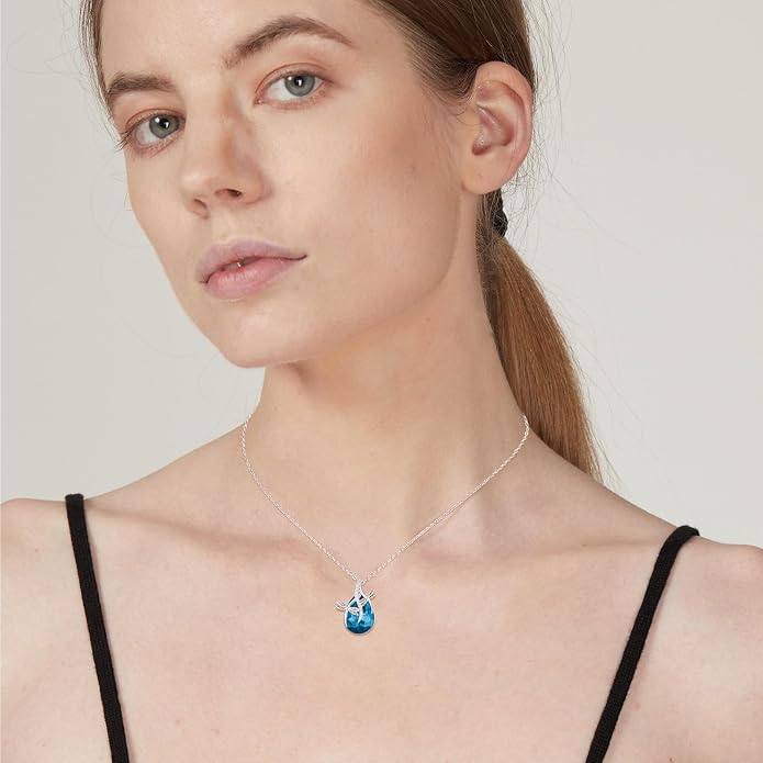 PRAYMOS S925 Sterling Silver Birthstone Necklaces for Women Dainty CZ Necklace Dragonfly Pendant Minimalist Jewelry Gift