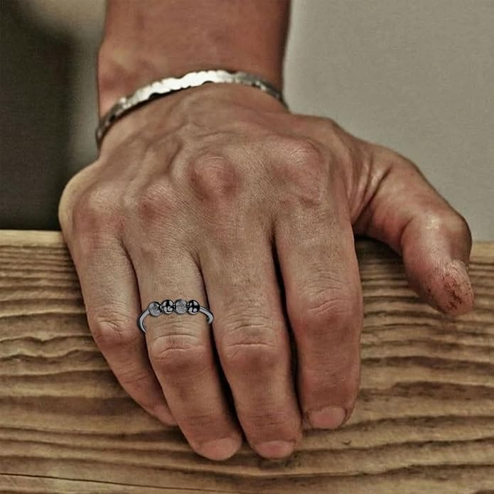 HEEYA Anxiety Rings for Women,Sterling Silver Rings to my Daughter,Adjustable Stress Spinner Ring with Beads,Anxiety Fidget Ring for Women,Thumb Jewelry for Birthday,Christmas with Gift Card