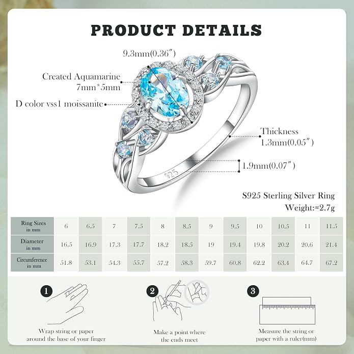 925 Sterling Silver Celtic Knot Engagement Ring for Women Moissanite/Cubic Zirconia Inlaid Oval Shaped Birthstone Rings Cocktail Wedding Birthday Jewelry(with Box)