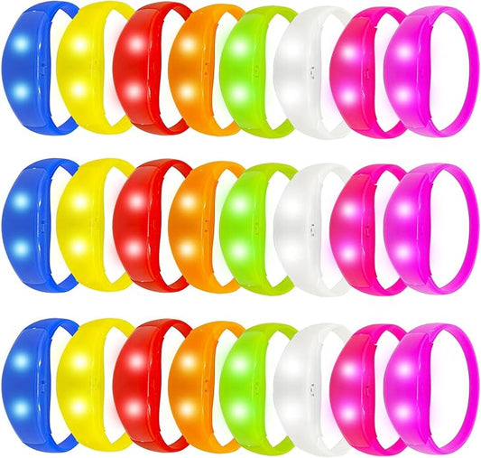 24 Pcs Sound Activated LED Glow Bracelets Light Up Bracelets for Adults Glow in the Dark Bracelets Neon Supplies for Concert