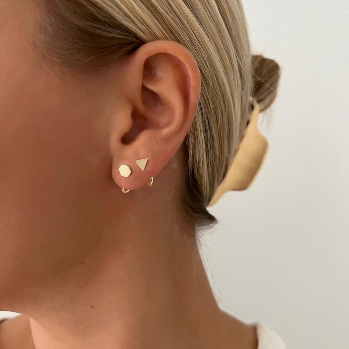CHIC & ARTSY 925 Sterling Silver Half Hoop Earrings for Women, Small Huggie Hoops Set with Ball Bar Star Moon Cross & Pearl, Lightweight Comfort Fit Everyday & Sleep Earrings