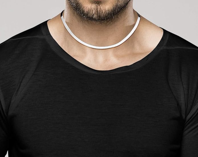 Miabella Italian Solid 925 Sterling Silver, 18Kt Gold Plated 4.5mm Flexible Flat Herringbone Chain Necklace Women, Made in Italy