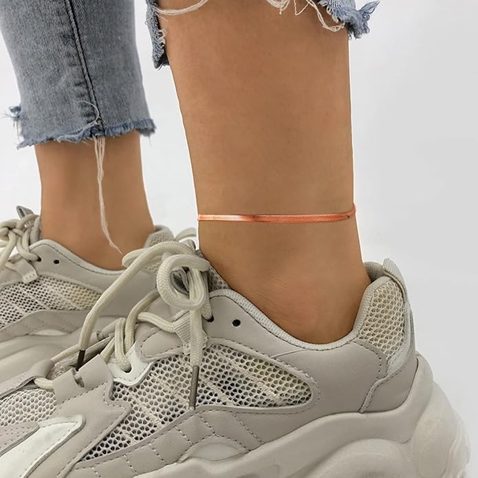 GoldChic Adjustbale Link Chain Anklet for Women Summer Jewelry, 316L Stainless Steel Figaro/Wheat/Twist Rope/Cuban Foot Bracelet-Waterproof, Resizable 9"-12" (Gift Box Included)