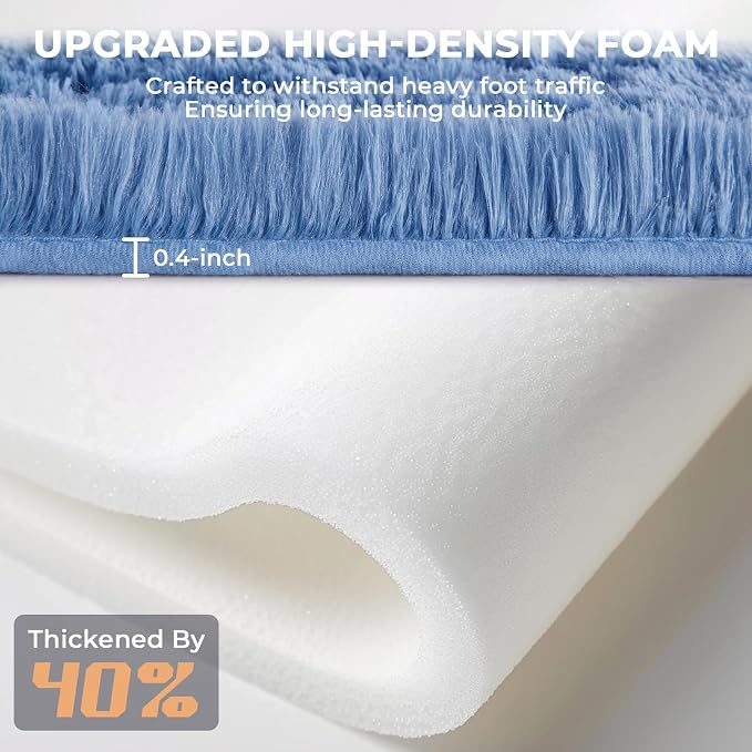 OPPODREAM 4x6 Blue Rugs for Bedroom, Ultra-Soft Fluffy Area Rugs for Living Room, 4 x 6 Shag Carpet for Nursery, Kids, Girl, Boy, Baby, Plush, Fuzzy, Shaggy, Cute Home Decor