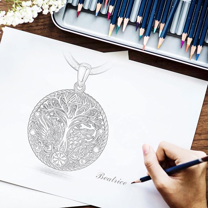 Vito 925 Sterling Silver Viking Necklace for Women Men, Viking Dragon/Wolf/Horse/Tree of Life Pendant Norse Amulet Nordic Jewelry for Men