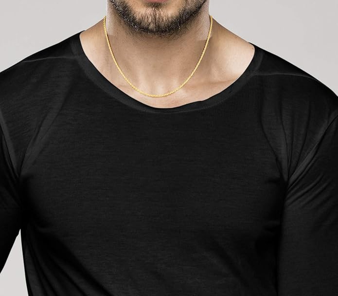 Miabella Italian 18K Gold Plated 925 Sterling Silver 2mm, 3mm Diamond-Cut Braided Rope Chain Necklace for Men Women, Made in Italy