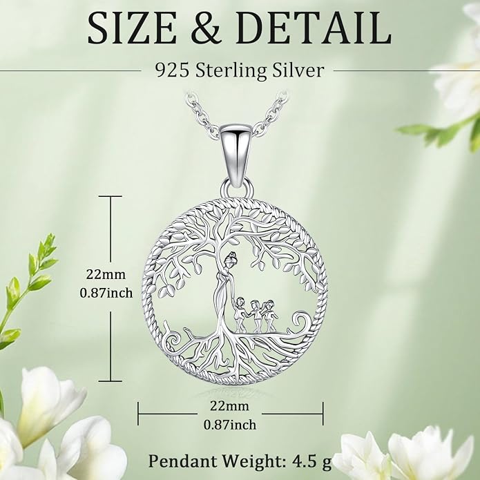 Odinstone Tree of Life Necklace, Sterling Silver Pendant for Women Family Tree Necklaces Jewelry for Mom/Wife/Grandma(With Fine Gift Box)
