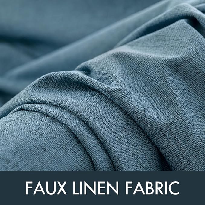 MIULEE Linen Texture Curtains for Bedroom Solid 100% Blackout Thermal Insulated Dusty Blue Curtains Grommet Room Darkening Curtains/Draperies for Living Room 52x108 Inch (2 Panels)