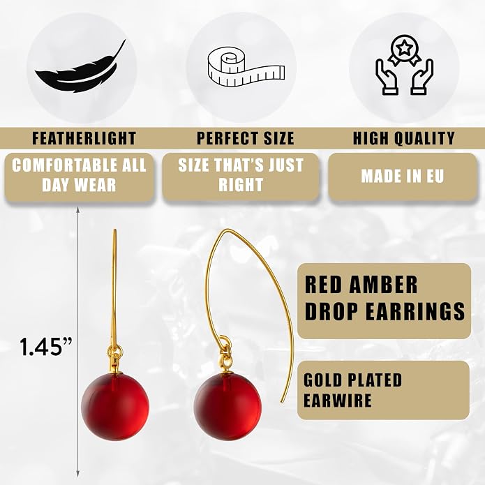 Pull-Through Earrings, Amber Jewelry, Faceted Sparkling Amber Earrings - Parent