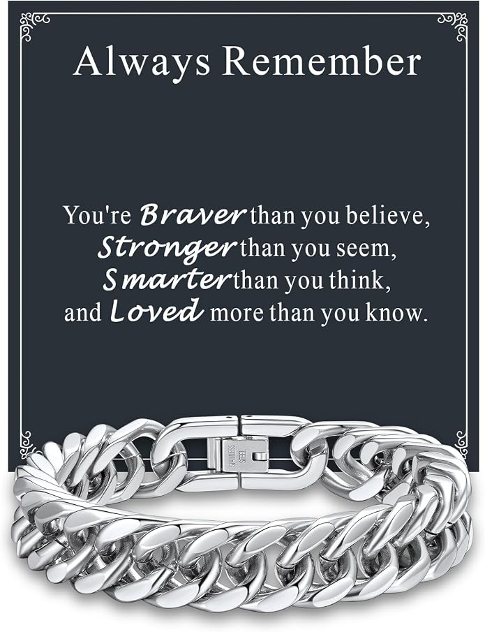 Supcare Unique Anniversary Birthday Valentines Fathers Day Stainless Steel Cuban Link Bracelets for Men Him, To My Man Dad Husband Love Always Remember Wrist Chain Bracelet Jewelry Gifts