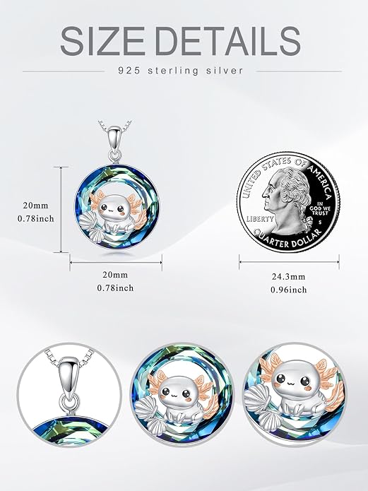 Midari Ocean Necklace 925 Sterling Silver Flamingo Mama Bear Dolphin Penguin Sea Turtle Axolotl Desert Cactus Nautical Rudder Tropical Palm Compass Wave Pendant Boho Jewelry Gifts for Women Men