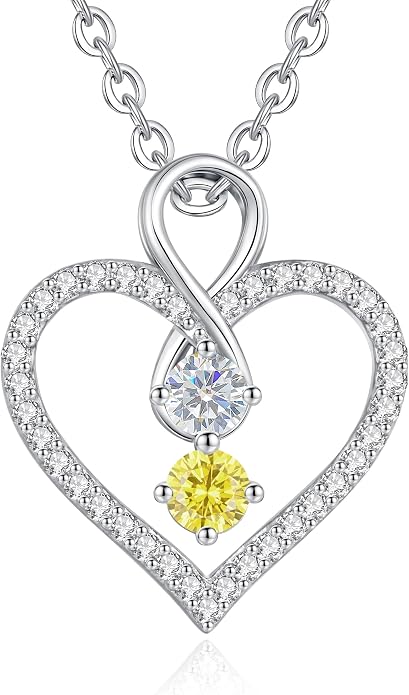 LOUISA SECRET Double Birthstone Necklaces for Women, 925 Sterling Silver Infinity Love Heart Pendant Necklace for Her, Birthday Anniversary Valentine's Day, Christmas, Wedding, Graduation Gift for Her, Personalized Gifts, Jewelry Gifts for Wife Mom Gir...