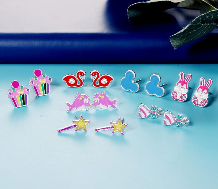 Colorful Charms: 33-Pair Hypoallergenic Earrings for Sensitive Ears with Stainless Steel Post -Assorted Cute Stud Earring Set
