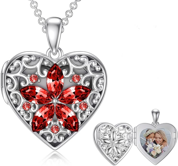 Dorunmo Personalized Locket Necklace 925 Sterling Silver that Holds Pictures Butterfly Birthstone Photo Heart Locket Custom Jewelry Congratulations New Beginnings New Job Gifts for Women