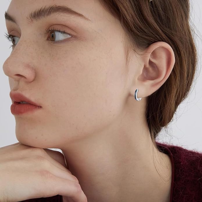 CUOKA MIRACLE 925 Sterling Silver Opal Hoop Earrings for Women - Opal Hinged Huggie Hoops, Hypoallergenic Small Hoop Earrings for Sensitive Ears, Dainty Everyday Jewelry Birthday Christmas Gift