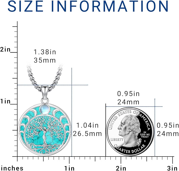 Turquoise Jewelry for Women Men 925 Sterling Silver Pendant Urn Necklaces for Ashes Picture Locket Necklace Thor Hammer Yggdrasil Virgen De Guadalupe St Michael Christopher Judas Witches Knot Necklace