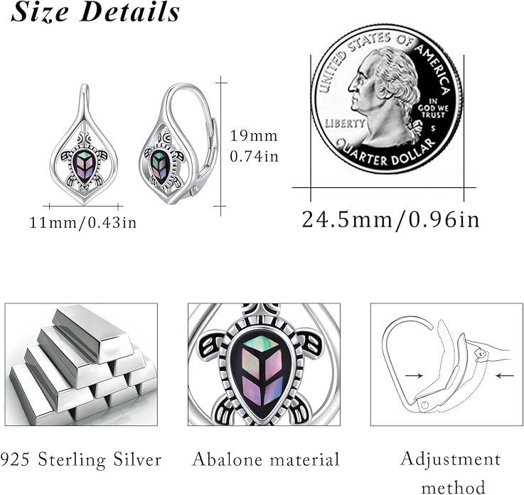 Cute Animal Leverback Earring 925 Sterling Silver Summer Bohemia Beach Theme Earrings for Women