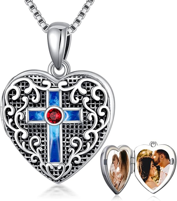 SOULMEET Personalized Silver Locket Necklace That Holds Pictures Photo Keep Someone Near to You, Memorial Custom Lockets Necklaces Letters Engraving for His Her
