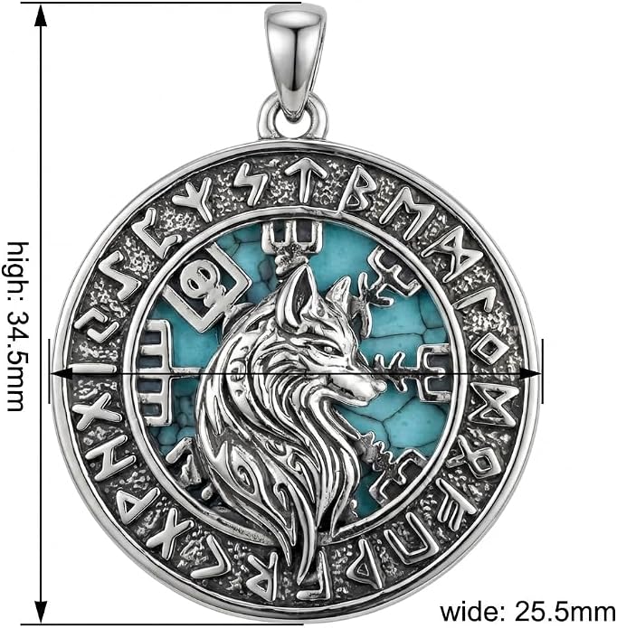 CRMAD Viking Owl/Raven Necklace Vintage Animal Totem Pendant Rune of Lune Jewelry Gift for Men and Women 24 in Chain