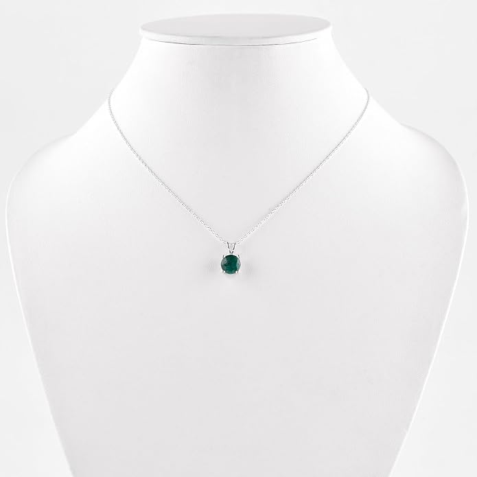 OdrillionGems Natural Gemstone Pendant Necklace, 925 Sterling Silver, Healing Crystal, Birthstone, Round Faceted, Handmade, Women Jewelry, Christmas Gift 16+2inch