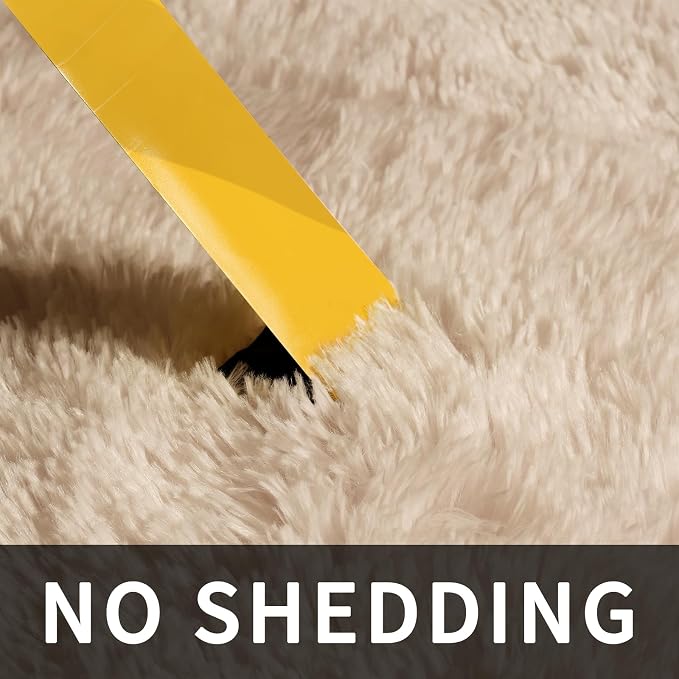 Sour Lemon Area Rugs 9x12 Living Room Bedroom, Large Fluffy Shag Beige | Shaggy Carpet, Soft Plush Furry Bedside Rugs,Anti Slip, Washable Area Modern Rugs Floor Mat for Kids Girls Boys Living Room