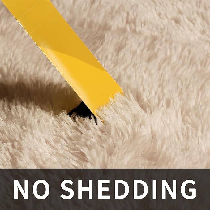 Sour Lemon 8x10 Area Rugs for Bedroom Living Room, Large Fluffy Shag Beige | Shaggy Carpet, Soft Plush Furry Bedside Rugs, Anti Slip, Washable Area Modern Rugs Floor Mat for Kids Girls Boys Living Room