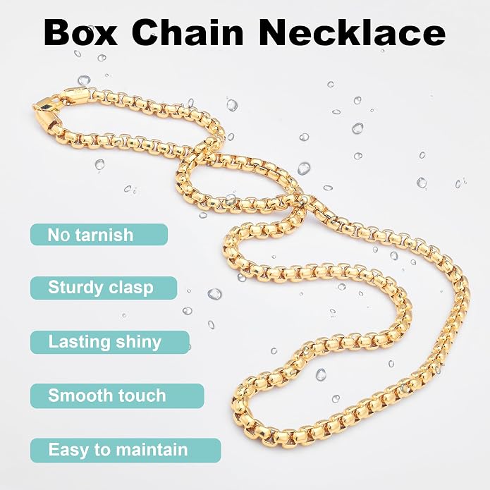 925 Sterling Silver Box Chain Lobster Clasp 2/3/4/5mm Necklace for Women Mens Box Chain Silver/14K Gold Plated Plated Necklace Chain Diamond Cut 16-30 Inches