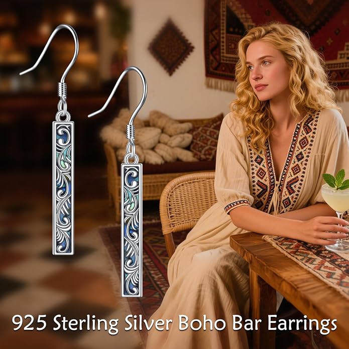 Abalone Shell/Onyx Filigree Mushroom Dangle Earrings Sterling Boho Western Jewelry Gift for Women