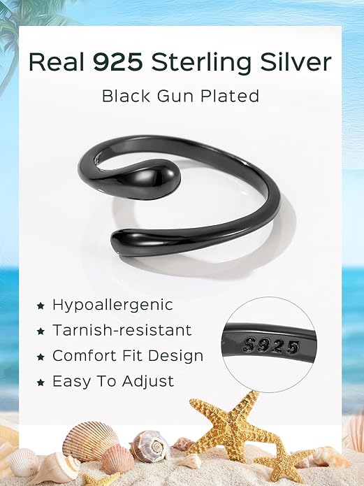 ChicSilver Sterling Silver Toe Rings for Women 14K Gold Plated Toe Rings for Women Open Adjustable Toe Ring for Women Toe Jewelry for Summer Beach