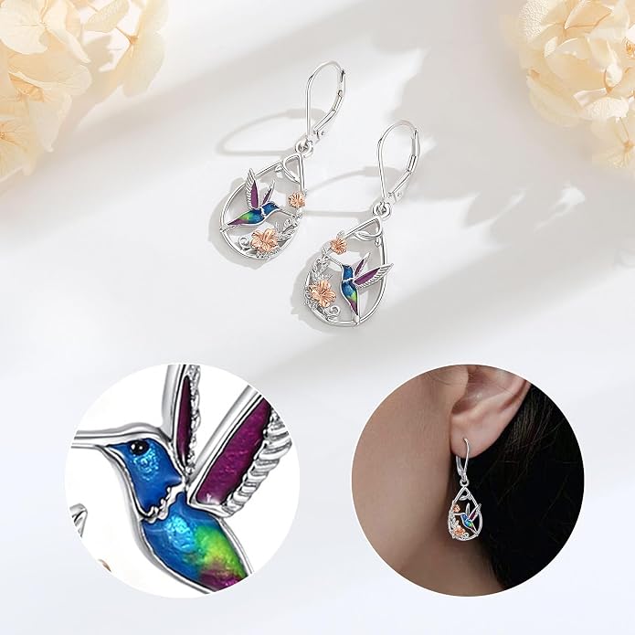 Vito 925 Sterling Silver Teardrop Earrings for Women, Moonstone Turquoise Drop Dangle Earrings Cat Snake Turtle Tree of Life Leverback Earrings Boho Jewelry Gift for Mom Wife
