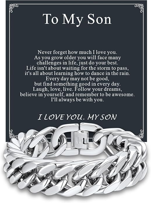 Supcare Unique Anniversary Birthday Valentines Fathers Day Stainless Steel Cuban Link Bracelets for Men Him, To My Man Dad Husband Love Always Remember Wrist Chain Bracelet Jewelry Gifts